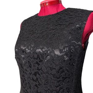 Lace overlay sleeveless midi fit'n'flare dress princess seams YKK invisible zip